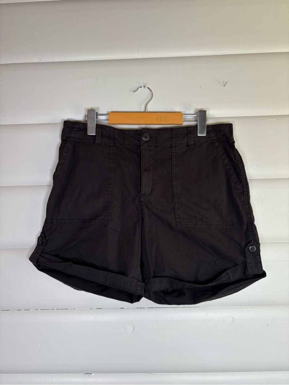 Sanctuary Anthropologie Black Roll-Cuff Utility Cargo Shorts